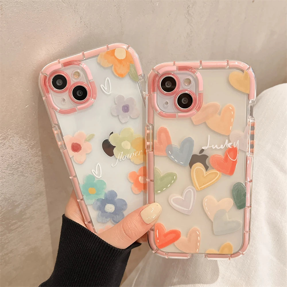 Cute Love Heart Soft Shockproof Case For iPhone