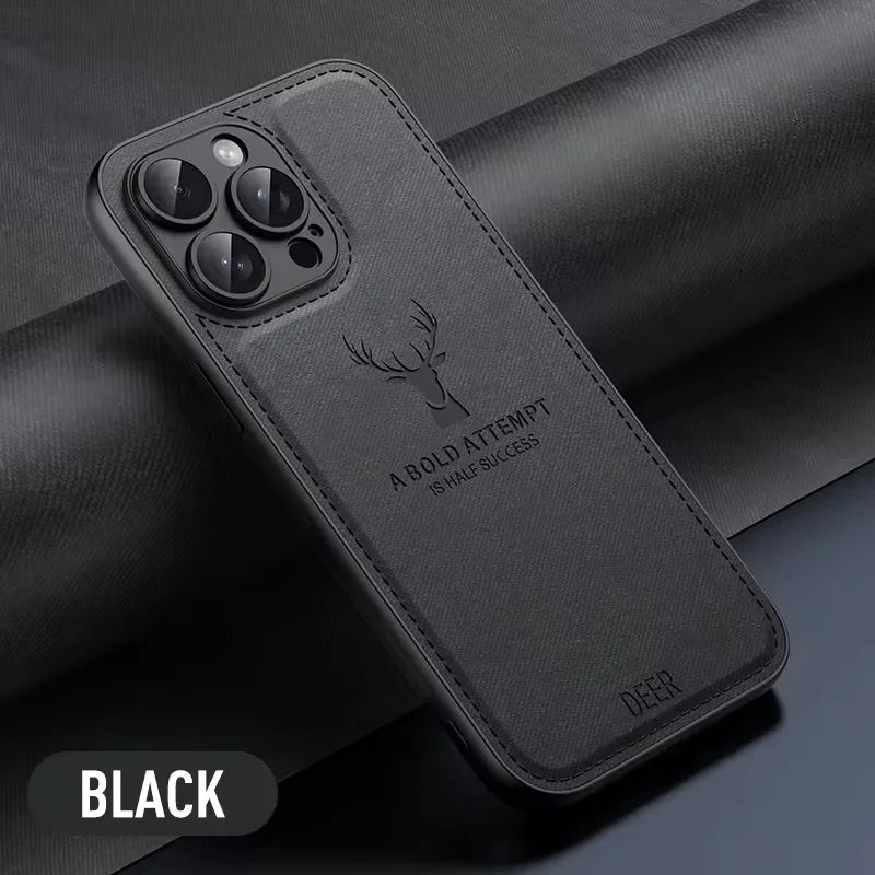 Deer Cloth Leather Len Full Protection Case for iPhone