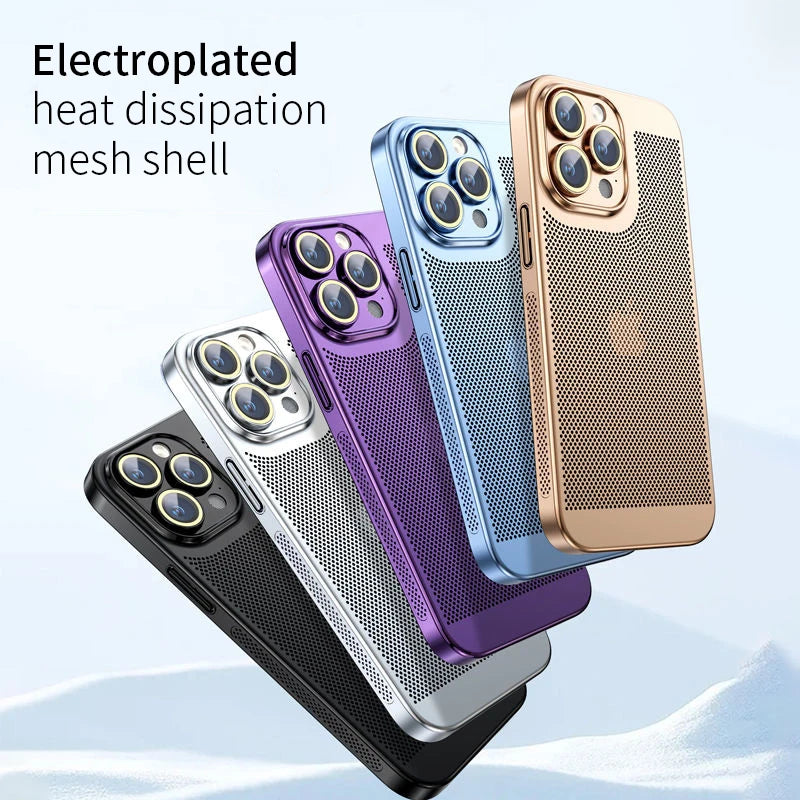 Electroplated Border Honeycomb Mesh Shell Phone Case For Iphone