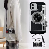 3D Vintage Camera Design Case with Lanyard for IPhone