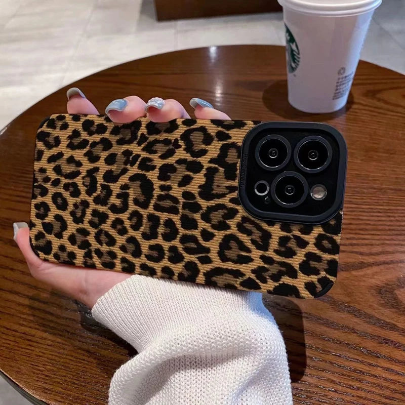 Fashion Brown Leopard Silicone Leather Case For iPhone