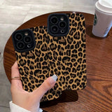 Fashion Brown Leopard Silicone Leather Case For iPhone