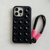 Cute Candy Suction Cup With Wrist Strap Case For iPhone