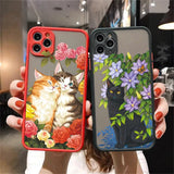 Fashion Cute Cat With Flowers Case For iPhone