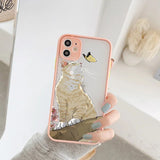 Fashion Cute Cat With Flowers Case For iPhone