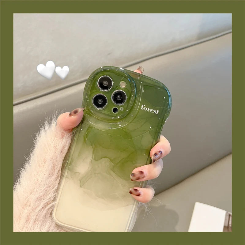 Fashion Gradual halo dyeing wave edges Phone Case For iPhone