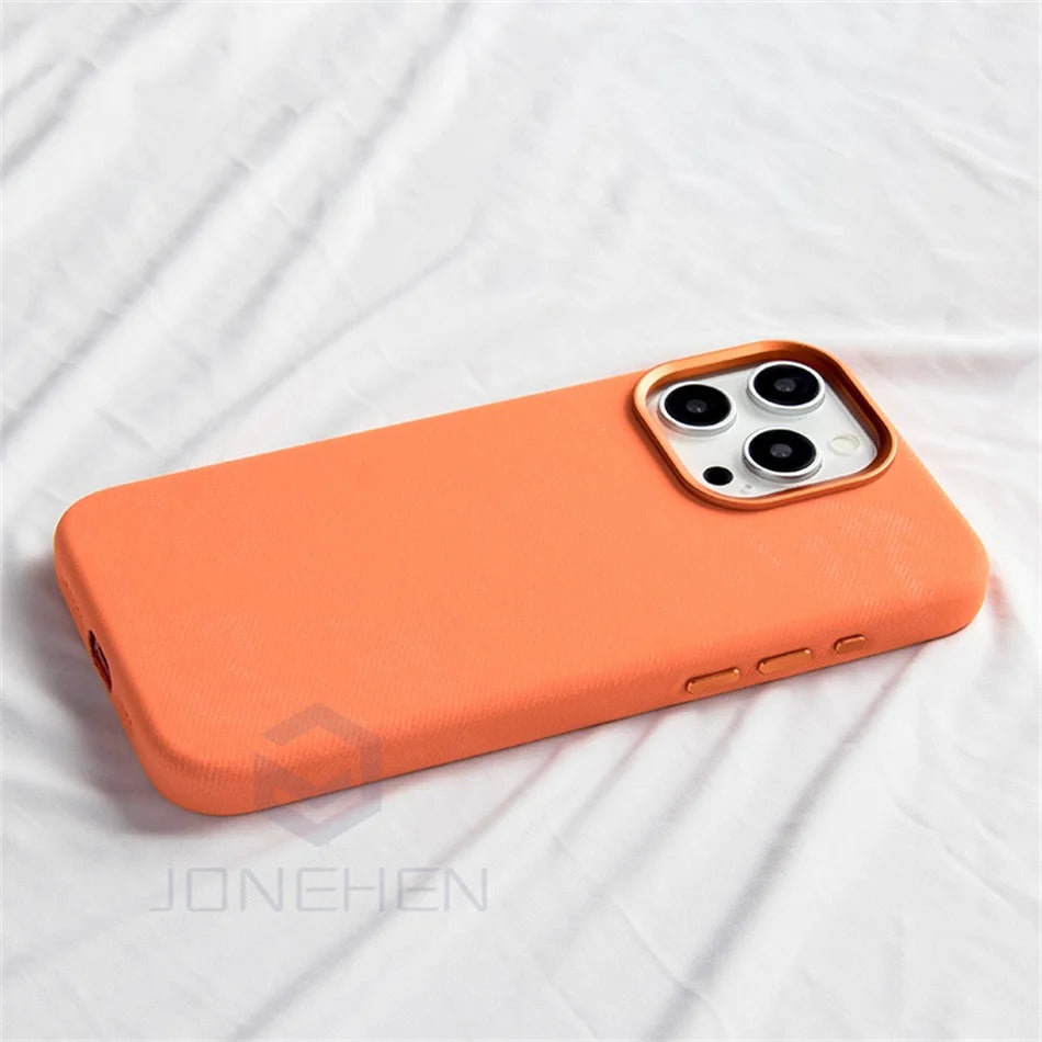 Leather Luxury Flannel Fiber Magnetic Case For iPhone