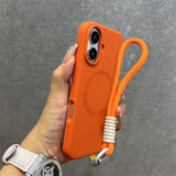 Liquid Silicone Lanyard Magnetic Case For iPhone