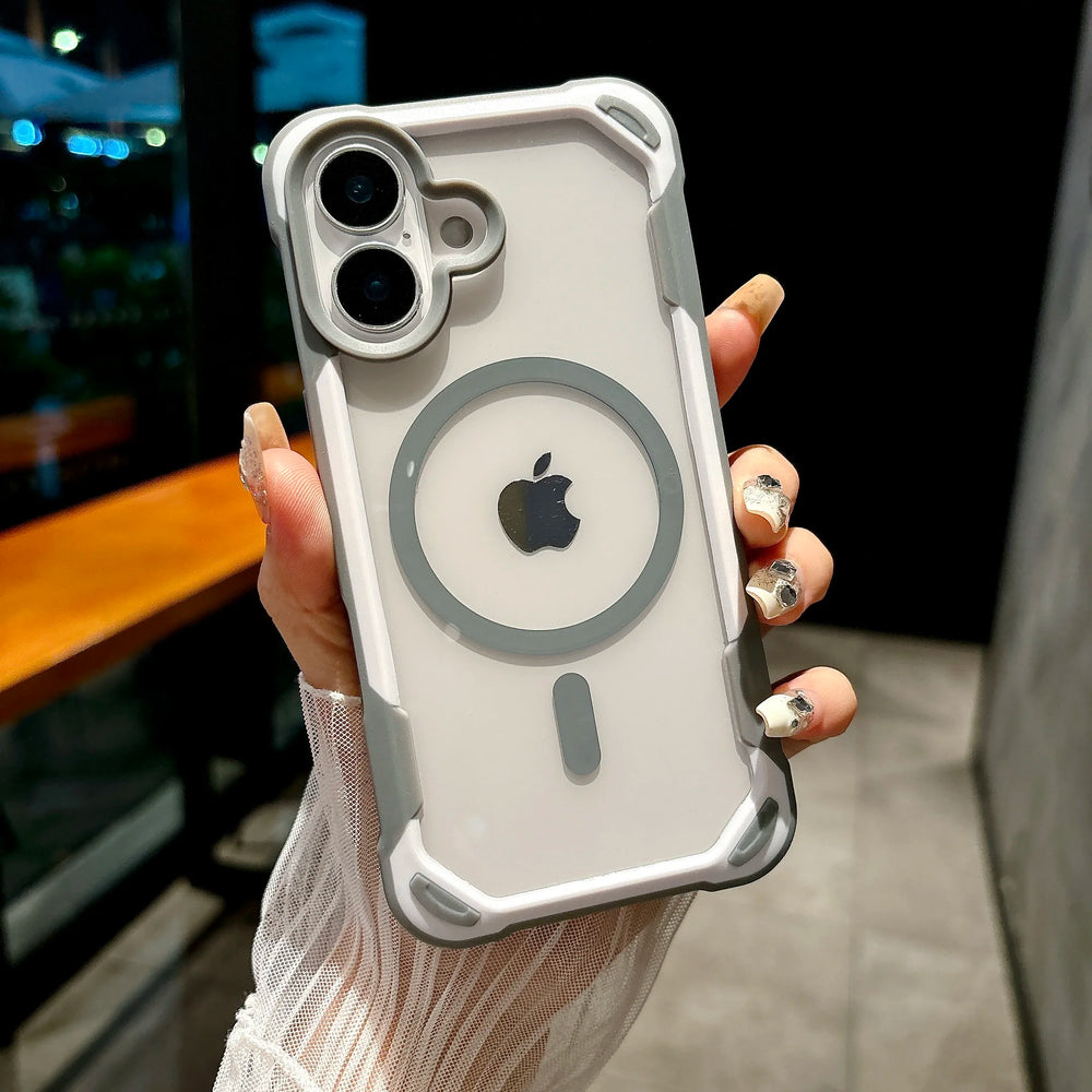 Magnetic Transparent Armor Shockproof Case For iPhone