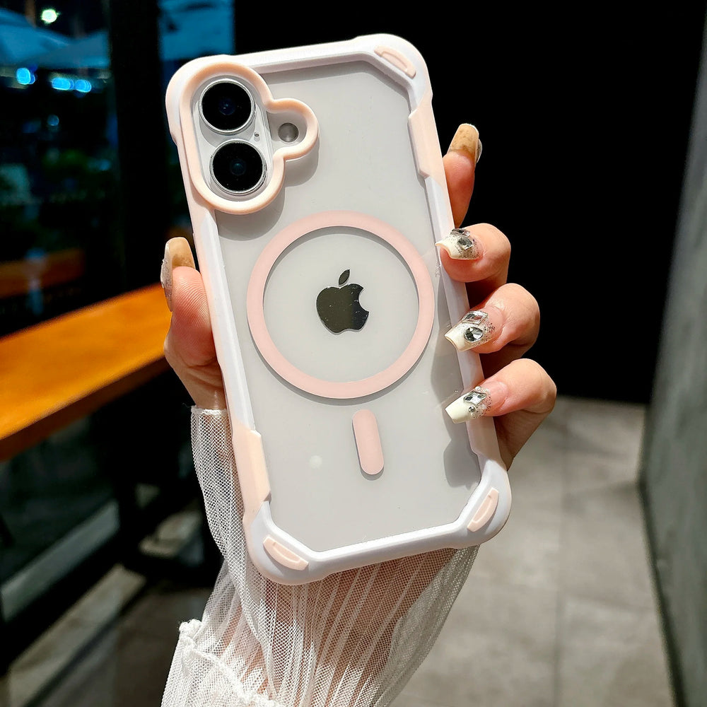 Magnetic Transparent Armor Shockproof Case For iPhone