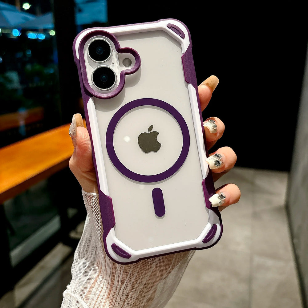 Magnetic Transparent Armor Shockproof Case For iPhone