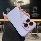 Frameless Lychee Textured Leather Crystal Glass Lens Protection Case For iPhone