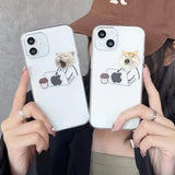 Funny Cartoon Working Cats and Dogs Clear Phone Case For iPhone