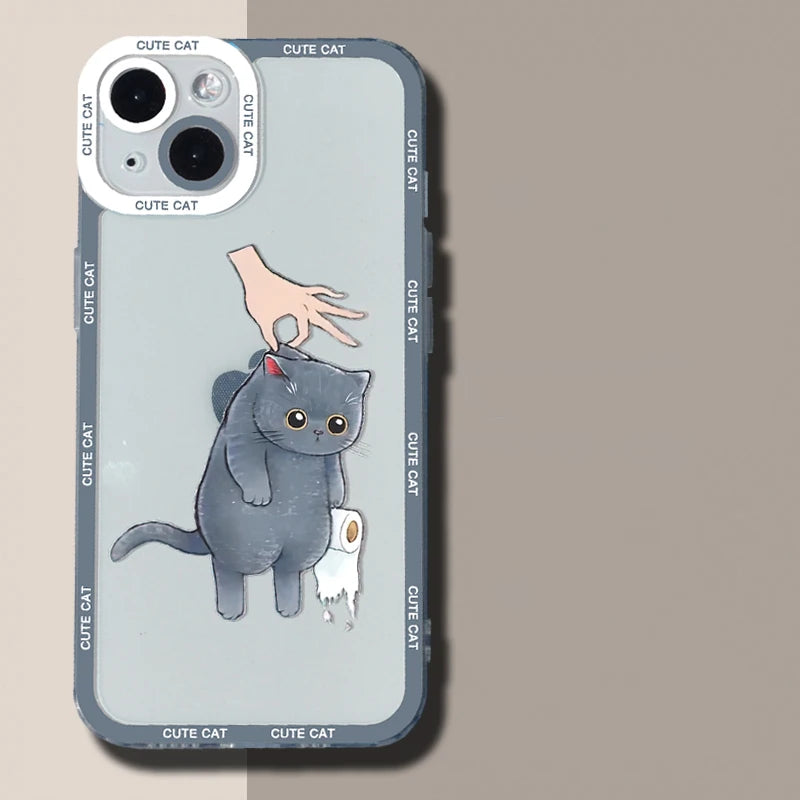 Funny Cute Cartoon Cat Phone Case For iPhone