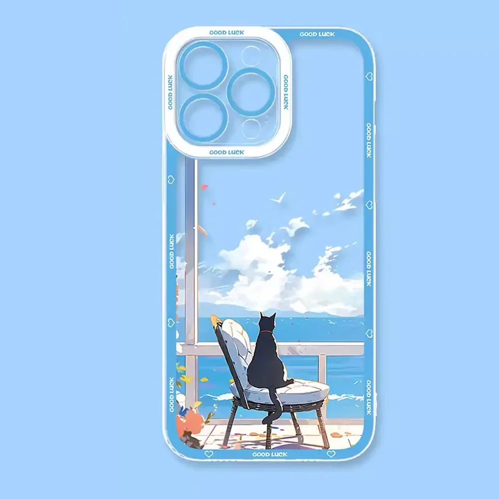 Funny Sunset Cat Phone Case for iPhone