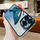 Gradient Glitter Butterfly Quicksand Case for iPhone