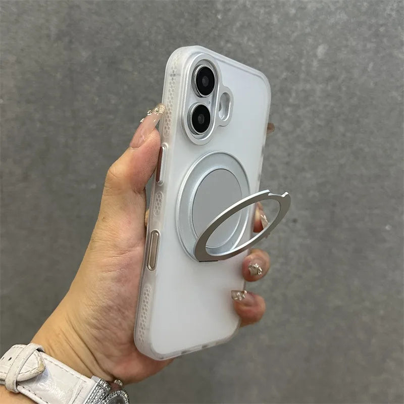 360° Rotatable Metal Stand Magnetic Matte Phone Case For iPhone