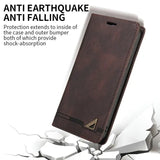 RFID Blocking Leather Flip Wallet Case For iPhone
