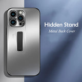 Hidden Stand Lens Protector Metal Case For IPhone