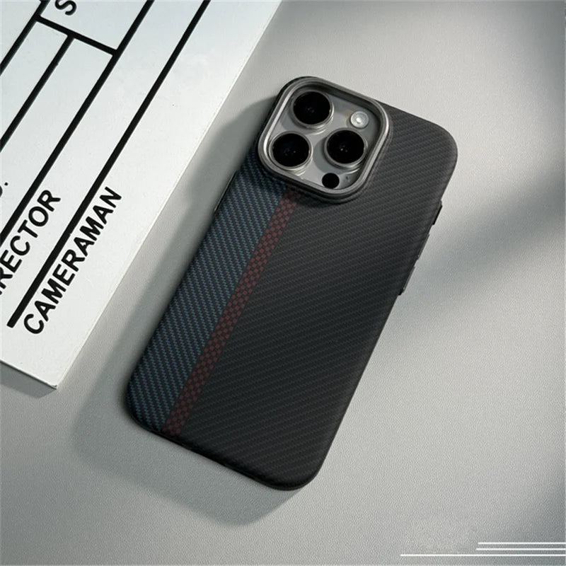 Hit Color Carbon Fiber Texture Magetic Case For iPhone