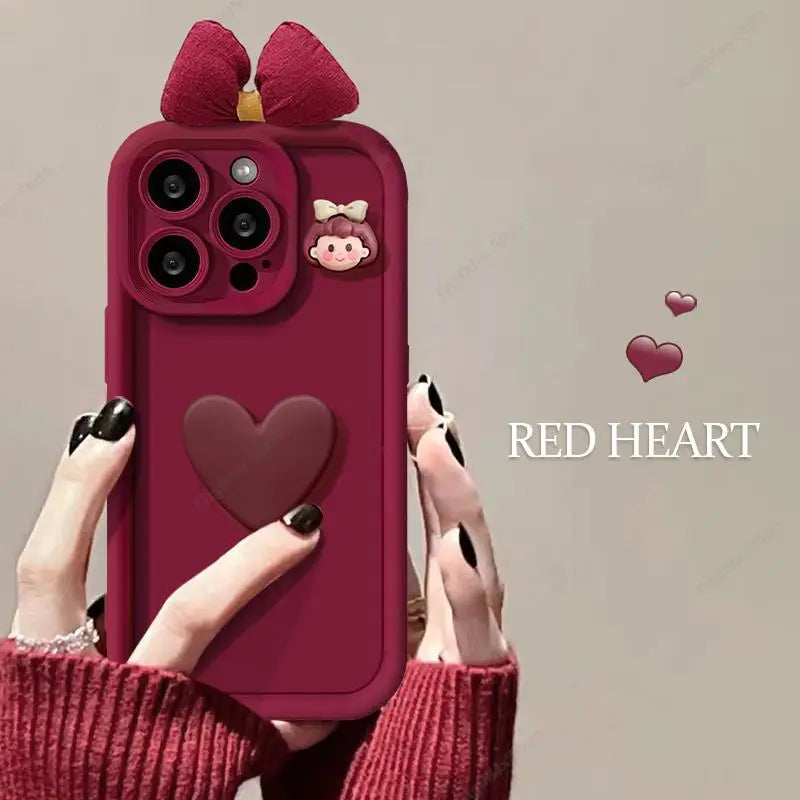 INS Cute Love Heart Silicone Case for iPhone