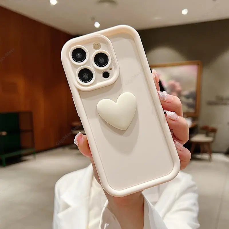 INS Cute Love Heart Silicone Case for iPhone