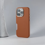 Simple Solid Color Leather MagSafe Phone Case For iPhone 16