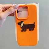 Cute 3D Cartoon Embroidery Dog Phone Case For iPhone