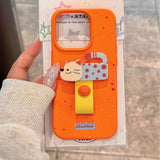 Cute 3D Dog Cat Rabbit Finger Ring Support Phone Case For iPhone