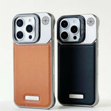 Leather Magnetic Borderless Lens Kickstand Case for iPhone