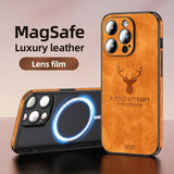 Magnetic Square Leather Shockproof deer Case For iPhone