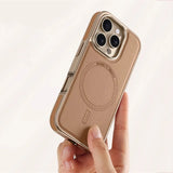 Luxury Plating Frame Leather Magnetic Case For iPhone