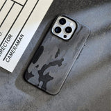 Luxury Camouflage Leather Shockproof  Magnetic MagSafe Wireless Charge Case For iPhone