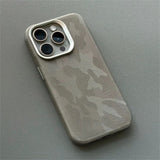 Luxury Camouflage Leather Shockproof  Magnetic MagSafe Wireless Charge Case For iPhone