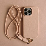 Cowhide Genuine Crossbody Lanyard Leather Case For iPhone