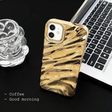 Luxury Curly 3D Wavy Golden Pattern Phone Case For iPhone