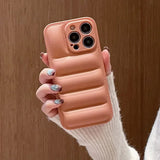 Luxury Down Jacket Fine Hole Silicon Case For iPhone