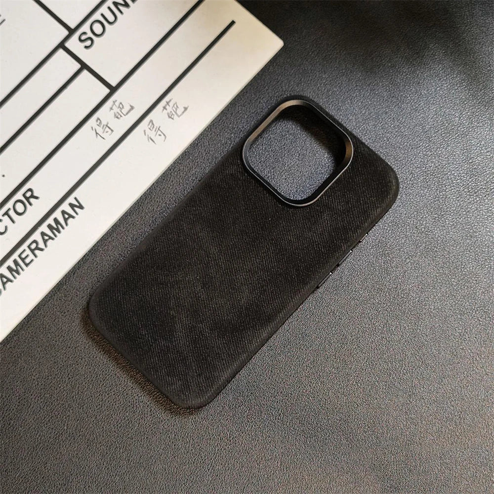 Luxury Magnetic Fiber Leather Case For iPhone