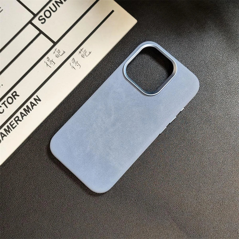 Luxury Magnetic Fiber Leather Case For iPhone