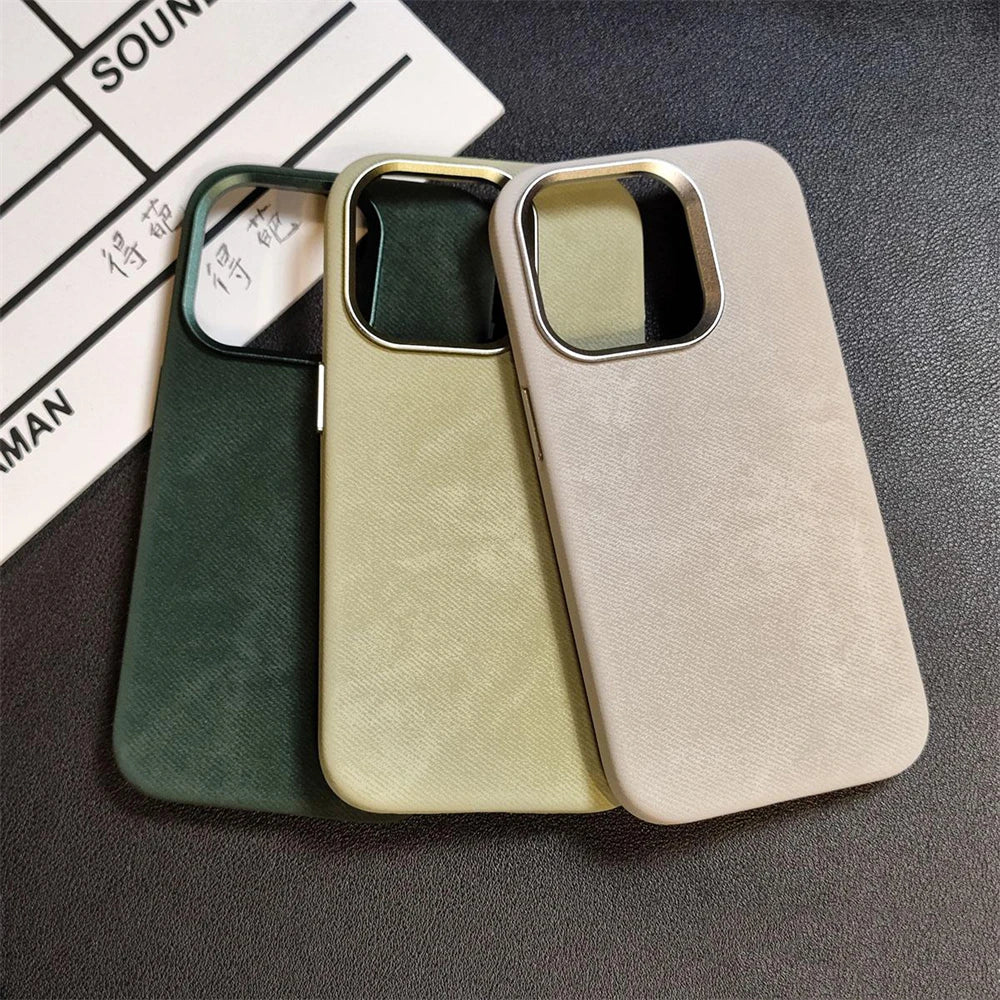 Luxury Magnetic Fiber Leather Case For iPhone