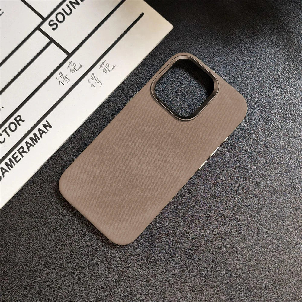 Luxury Magnetic Fiber Leather Case For iPhone