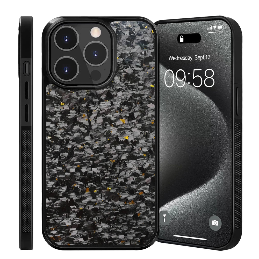 Luxury Gloss Real Carbon Fiber Armor Shockproof Wireless Charge Forged fiber Cover for iPhone