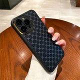 Luxury Soft Leather Fashion Geometric Plaid Pattern Case for iPhone