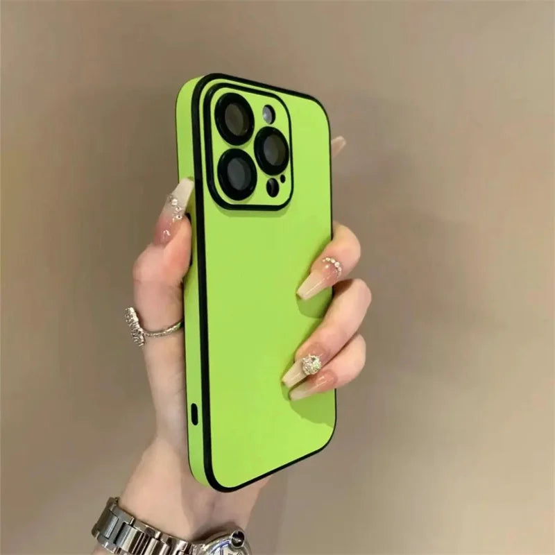 Leather Soft Silicone Matte Colorful Case for iPhone