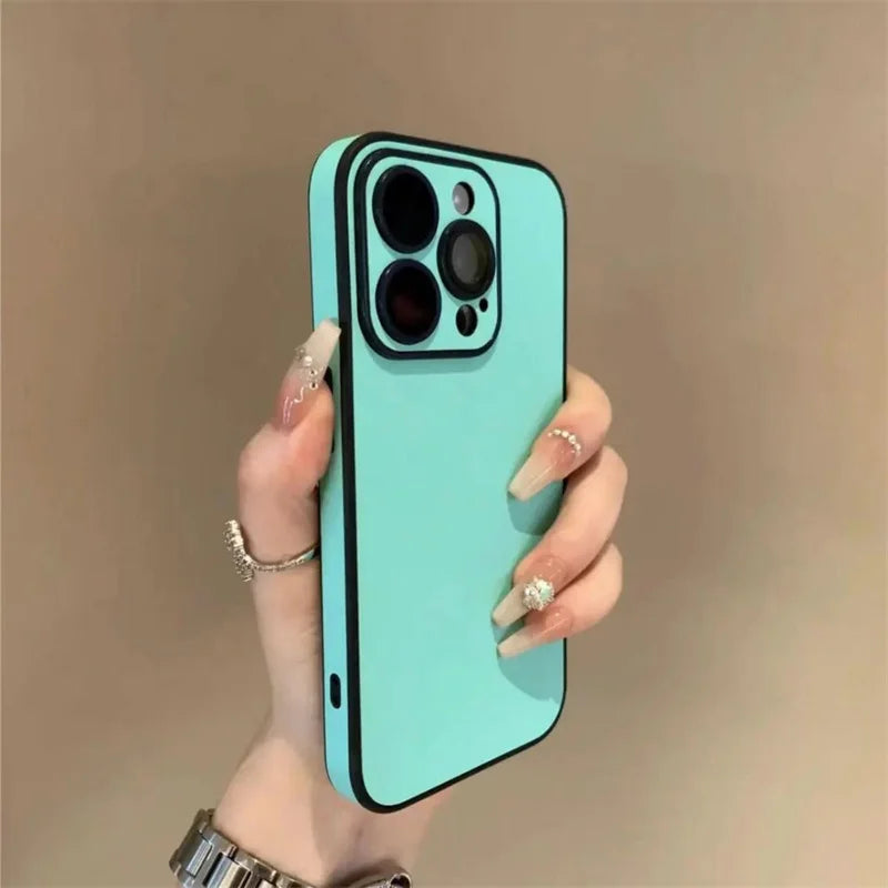 Leather Soft Silicone Matte Colorful Case for iPhone