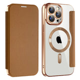 Luxury Transparent Flip Leather Wallet Magnetic Case For iPhone