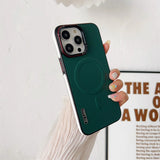 Luxury Leather Magnetic Charging Case For iPhone