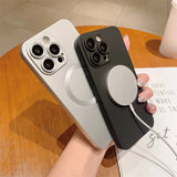 Luxury Magnetic Wireless Charge With Lens protector Phone Case For iPhone