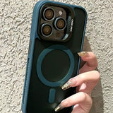 Luxury Magnetic Matte Lens Bracket Case For iPhone