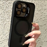 Luxury Magnetic Matte Lens Bracket Case For iPhone